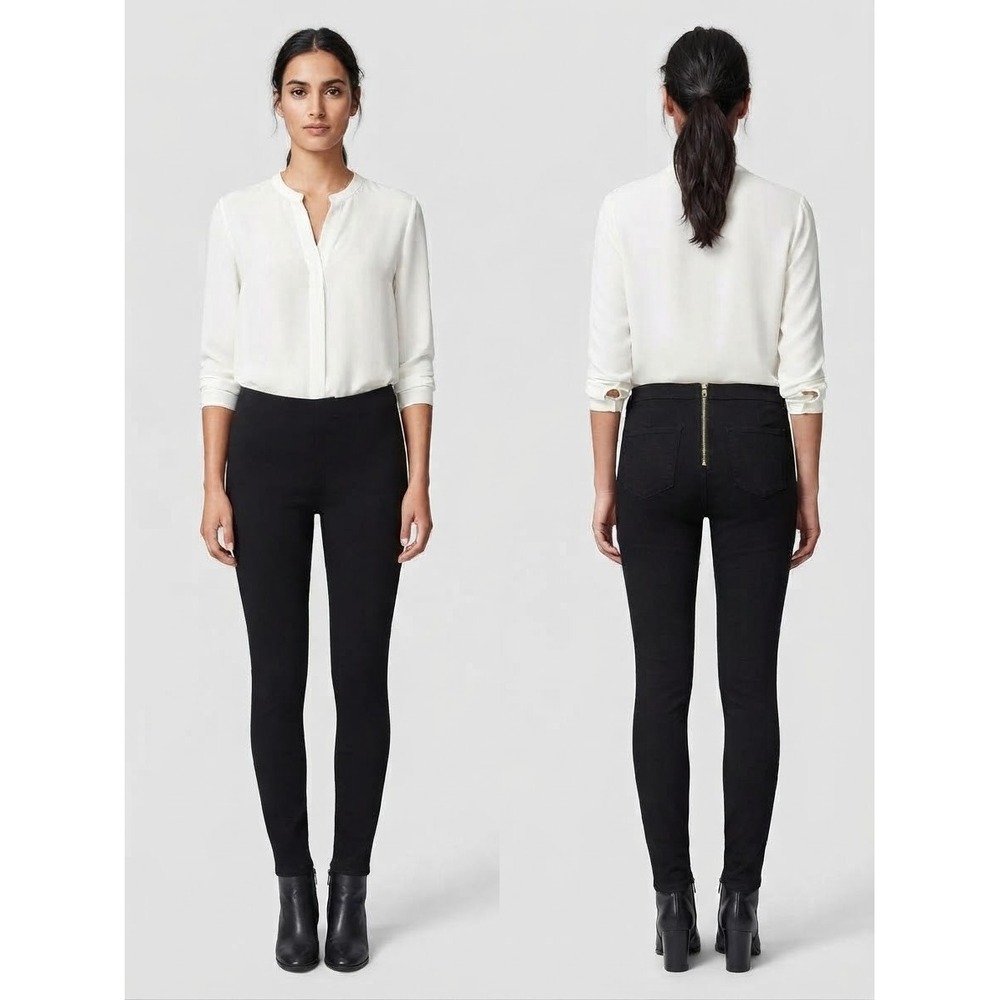J.Crew Dannie Pants Black High Rise Exposed Back Zip Skinny Size 2